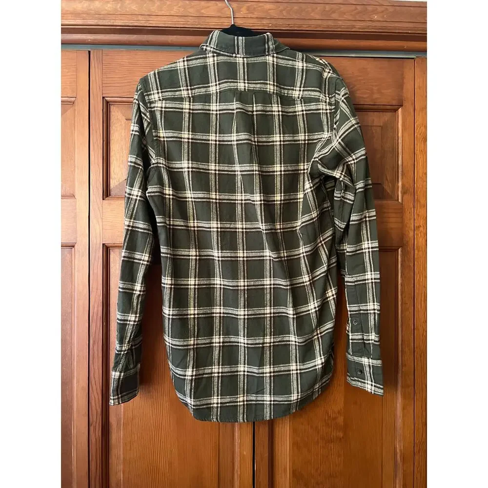 NWT J. Crew Men's Classic Flannel Shirt Plaid Spanish Moss Green Pale Oak SZ XS